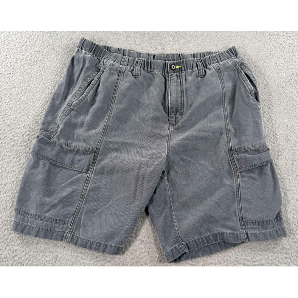 Tommy Bahama Relax Shorts Men Large Gray Drawstring Waist Cargo Pockets Mid Rise